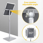 VAIIGO 11"x17" Pedestal Poster Stand with Heavy Duty Solid Steel Base, Adjustable Floor Standing Sign Holder for Vertical and Horizontal Display, Silver 3Pack