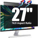 JEEETINTX Magnetic Computer Privacy Screen Filter 27 inch for 16:9 Widescreen Monitor Desktop PC, 27in Hanging Removable Anti Blue Light Glare Eye Protection Shield, Anti Spy Screen Protector Panel