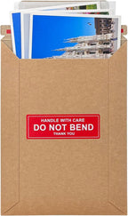 Neehows 100 Pack 5x6.9" Rigid Mailers Cardboard Envelopes, 400GSM Kraft Photo Mailers Shipping Envelope with "DO NOT BEND" Labels, Small Stay Flat Self Seal Document Envelope for Trading Cards- Brown