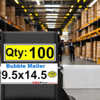 iMBAPrice 9.5x14.5 Inch Black Poly Bubble Mailers #4, 100-Pack Large Padded Envelopes, Waterproof Self-Seal Polybubble Bags for Shipping & Packaging