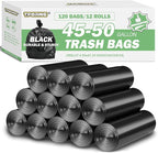 45-50 Gallon Black Trash Bags 120 Count - 38''x47'' Large Garbage Bags Unscented, 40+ Gallon Trash Can Liners, Multipurpose for Office, Outdoor, Yard and Commercial