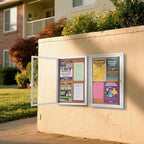 Homezelle Enclosed Cork Bulletin Board 36"x24" Outdoor Weatherproof Cork Noticeboard with Locking Door Wall-Mounted Silver Aluminium Frame for Home, School, Office, Community, Hospital