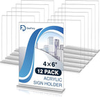 Daofary 12 Pack Acrylic Sign Holder 4 x 6, Double-Sided Stand up Table Top Sign Holders, Clear Acrylic Picture Frame Menu Flyer Paper Holder Display Stand for Office Business Store Wedding Party