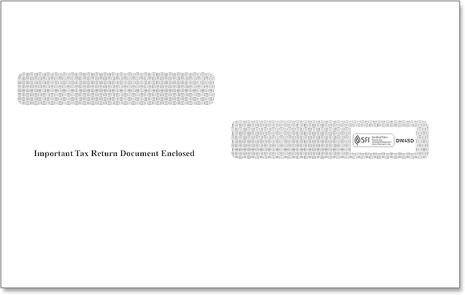 ComplyRight Moisture-Seal Double-Window Envelopes for 4-Up Box W-2 Forms, Diagonal Seam, 9" x 5-5/8", Pack of 100 Tax Mailer Envelopes