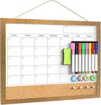 Calendar Whiteboard for Wall, 17x13 Inches White Board Calendar Dry Erase, Small Magnetic Monthly White Board with Gold Wood Frame, Hanging Dry Erase Board for Kitchen Home Office School Planner