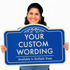 Custom Decorative Outdoor Metal Sign - Personalized Aluminum Sign, Design 1 Blue Steel 42x28 In, Waterproof, Made In USA