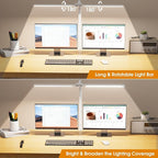 SIBRILLE LED Desk Lamp for Home Office - Eye-Caring Computer Desk Light with Clamp, Adjustable Work Lamp with Color Changing, Dimmable Double Head Monitor Light with Gooseneck, White
