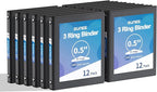 SUNEE 3 Ring Binders 1/2 Inch 12 Pack, Clear View Three Ring PVC-Free (Fit 8.5x11 Inches) for School or Office Supplies, Black