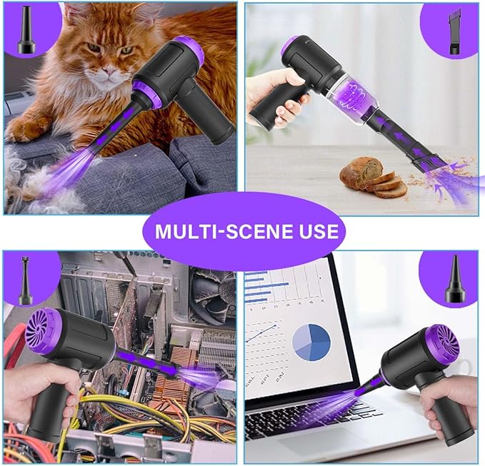 Meudeen 14500 Pa Computer Vacuum Cleaner Mini & 110000RPM Compressed Air Duster for Keyboard Cleaning Cordless Canned Air Powerful Energy Efficient