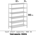 Regal Altair 24" Deep x 60" Wide x 86" Height Wire Shelving Kit | 6-Tier | NSF Commercial Storage Rack Unit