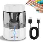 ZMOL Electric Rechargeable Pencil Sharpener, Automatic Pencil Sharpeners Kids, Battery Powered Pencil Sharpeners for Colored Pencils, Auto Stop, Suitable for No.2(6-8mm), Classroom/Home White