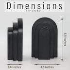 LIN CHUAN Heavy Duty Book Ends for Shelves, Decorative Bookends for Heavy Books Set of 2, 6.6 LBS Modern Book Stopper for Home Decor, Bookshelf, Aesthetic Bookend with Layered Arch Design, Black