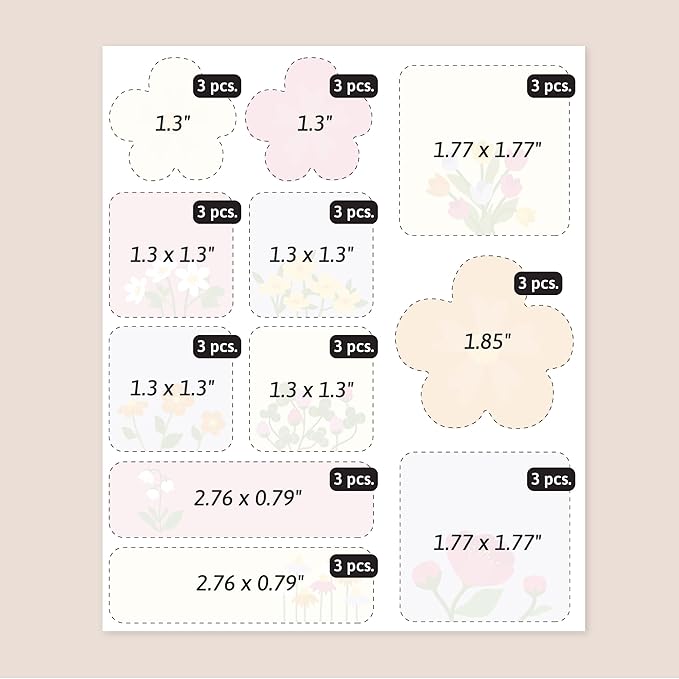 Large Name Labels for Kids (33) - Custom Stickers for Daycare and School Supplies - Durable, Waterproof Stickers for Water Bottles, Lunch Boxes, and More with Unique Designs - Flowers