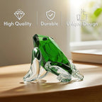 H&D HYALINE & DORA Small Crystal Frog Figurine Collection Paperweight Table Centerpiece Ornament(Green)