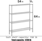 Regal Altair 14" Deep x 54" Wide x 64" Height Wire Shelving Kit | 4-Tier | NSF Commercial Storage Rack Unit