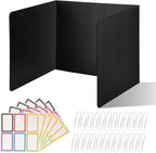 ZYINOZOC 24 Pack Desk Dividers for Students,3-Fold Privacy Screens,Testing Dividers for Classroom Waterproof,Plastic Easy Clean Privacy Shields for Student Includes Extra Labels