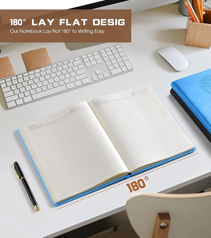 Biuwory Lined Journal Notebook for Women Men,256 Pages B5 Large Hardcover Leather Journals for Writing,Travel,Business,Work & School,College Ruled Notebooks for Note Taking,Diary Notepad 7.8"×10.2"