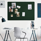 Lightomorrow Large Bulletin Board - 48 x 36 Inches, Decorative Felt Pin Board for Wall - 4' x 3' Foldable Photo Display Board with Self-Adhesive Tape, Includes 20 Push Pins - Dark Green