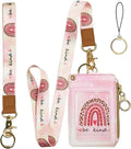 lanyards for id Badges, Lanyard Wallet for Women,Fashion Badge Holder with Zipper（Be Kind