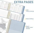 2026 Planner, Annecy Weekly ＆ Monthly Planner 2026, Jan. 2026 – Dec. 2026, 9" x 11" Monthly Agenda Planner with Tabs, Vegan Leather Cover, Spiral Binding, Double-sided Pocket, Bookmark, Grey Blue