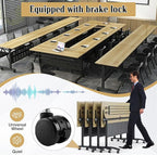 Conference Table,55.1''Folding Conference Room Table for 4-12 People,Mobile Flip Top MeetingTraining Table with Different Coulor and Styles for Offices, Classrooms,Meeting Room (6, 61''E)