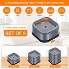 shouwuhho 6 Pack Furniture Risers Adjustable Bed Risers Heavy Duty Lifts Height 1", Square Stackable Bed Risers 1, 2 or 3 Inch for Desk Leg Table Couch Sofa Chair Bed Frame Legs Dorm, Gray