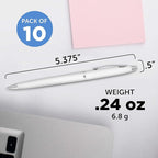 DISCOUNT PROMOS Langham Ballpoint Ink Pen - Set of 10 Writing Pens for Work - Cool Pens for Writing, Black Ink, White