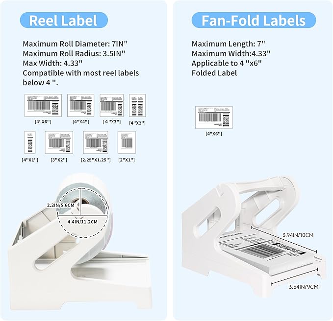 Guermok Thermal Shipping Label Holder for Rolls & Fan-Fold, Fragile Stickers for Shipping, Label Stand Desktop Printer Holder-Home Office Accessory- Sticker Dispenser for Holographic Vinyl