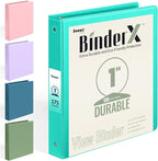 BinderX Extra Durable 3 Ring Binder, Round Rings 1 Inch Binder, Fits 175 Sheets of 8.5x11 Paper, Customizable View Cover with Inside Pockets, Cute 1" Binders, 1 Inch Binders 3 Ring, Aqua Blue