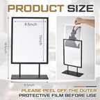 Zhengmy 2 Pcs Tabletop Sign Holder with Flat Base 11" x 8.5" Double Sided Countertop Sign Holder Vertical Desktop Display Stand Metal Poster Display Stand for Office Store Restaurant Hotels, Black