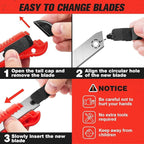 JOYUMY 20 Pack Utility Knife, Box Cutter Retractable, Box Knife for Cartons, Cardboard, and Boxes, Box Opener with 10 Pieces 18mm Snap-off Blade, Razor Knife for Office and Home Use, Box Cutters, Red
