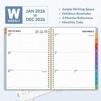 SUNEE 2026 Weekly and Monthly Planner - from January 2026 - December 2026, Daily Agenda Planner with Monthly Tab, Flexible Cover, Note Pages, Pockets, Bookmark, Spiral Binding, Gray Blue, 8.5"x11"