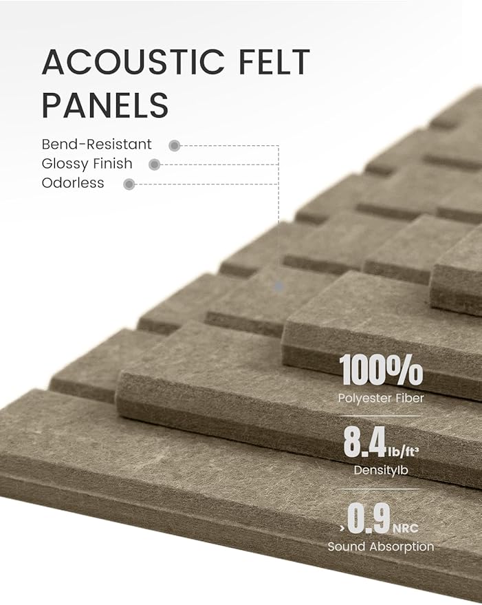 Fluxynara Felt Bulletin Board Tiles -28"x18" with 40 Adhesive Tabs, Cork Board Alternative for Office Decor, Push Pin Board Wall Organizer 6-Pack (Earth Brown)
