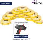Perco Red Reverse Print on Yellow Sale Price Labels for Monarch 1110 16 Rolls with 1 Free Ink Roller