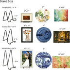 Decolore 4 Pack 4 Inch Black Metal Display Stands Square Plate Holder Display Stand Frame Stand for Picture, Decorative Plate, Photo Easel and Artistic Work
