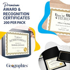 Geographics Optima Gold Blank Award Certificate Paper with Gold Foil Seals, 8.5 x 11, Seal 1.75" (Pack of 200)