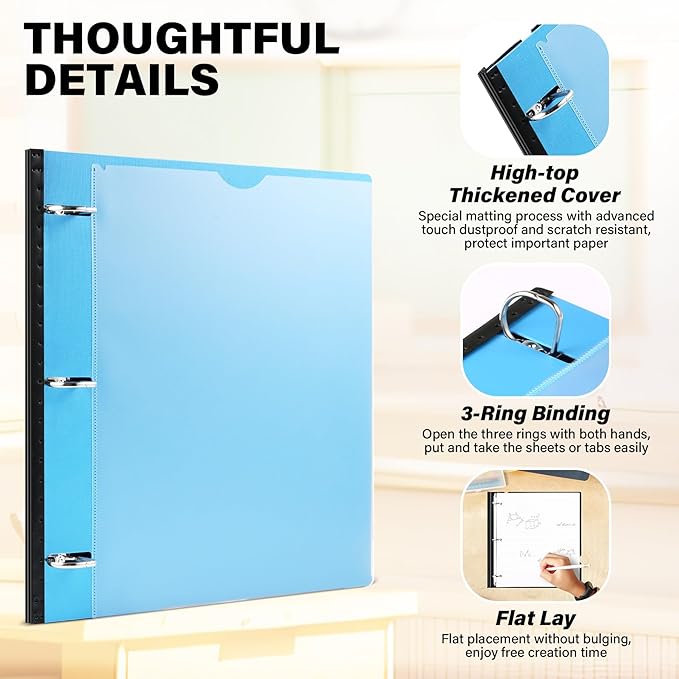 MAKHISTORY 1 Inch Telescoping 3 Ring Binder-12PCS, Flexible Binder with Customized Front Cover, Holds 225 Sheets, School Office Supplies, 4 Colors