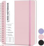 Lined Spiral Journal Notebook, B5 Spiral Notebook, 7.8''×10'' Journaling Notebooks for Work, School, Women, College Ruled Spiral Notebook, Hardcover Leather Notebook for Note Taking Business, Pink