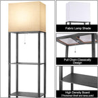 RUNTOP Plus Floor Lamp with Shelves, Shelf Lamp with 15W LED Bulb, 3 Colors, Memory Function, Wide Display Shelf for Collectibles Storge, Floor Lamps for Living Room, Standing Lamp for Bedroom