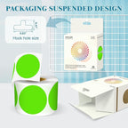 2 Inch Round Color Coding Labels (500 Count) - Light Green Dot Stickers Circle Labels with Dispenser Box for Warehouse, Filing, Industrial, Office Organization