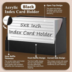 SHIQIKEJIPTY 5X8 Index Card Holder Acrylic Black Note Card Holder Index Card Stand Note Card Organizer Box Flash Card Organizer Postcard Display Rack Business Card Storage For School Library(No Card)