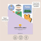 Large Name Labels for Kids (33) - Custom Stickers for Daycare and School Supplies - Durable, Waterproof Stickers for Water Bottles, Lunch Boxes, and More with Unique Designs - Stay Cool