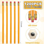 Zhehao 1200 Pcs #2 HB Pencils Yellow Pencils, Wood Cased Unsharpened Graphite Wood Pencils with Eraser for Office Supplies