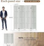 ALeesing 4 Panel Room Divider, 5.6Ft Wood Room Dividers and Folding Privacy Screens, Room Divider Wall Freestanding Room Partitions, Room Dividers Screen for Home Office Bedroom, White