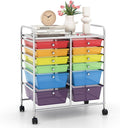 LDAILY 12 Drawer Rolling Storage Cart, Craft Cart Organizer on Wheels w/Metal Frame, Large Capacity & Smooth Drawer, Rolling Cart w/Drawers for Classroom, Office