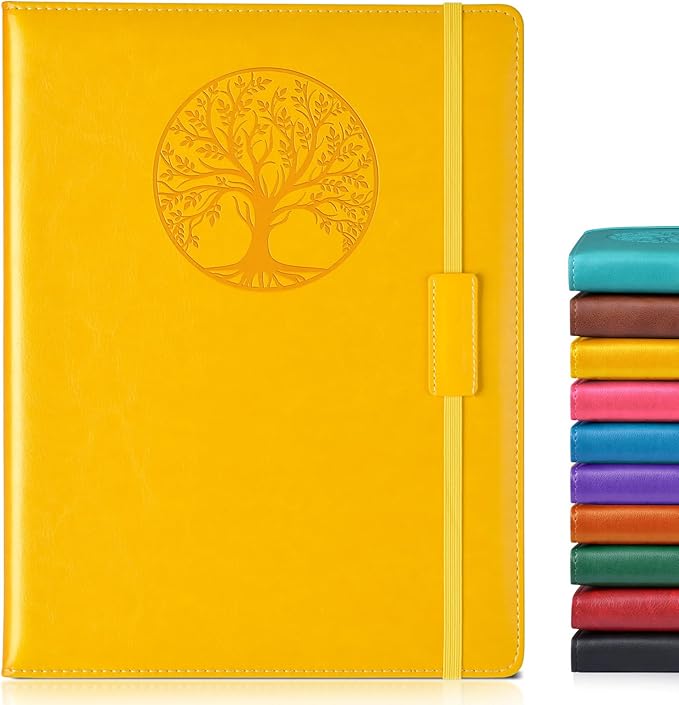 Biuwory Lined Journal Notebook for Women Men,256 Pages A4 Large Hardcover Leather Journals for Writing,Travel,Business,Work,School,College Ruled Notebooks for Note Taking, Diary Notepad 8.6"×11"