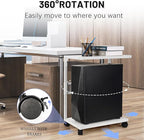 Bfttlity PC Stand Computer Tower Stand 2-Tier Metal CPU Holder with Locking Caster Wheels Suitable for Most PC (S,White)