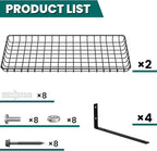 EVERHANGER Garage Wall Shelves 12x24 Inch, Wall Mounted Storage Shelf, Metal Shelf Rack, Heavy-Duty Shelf Organizer 2 Pack, Black