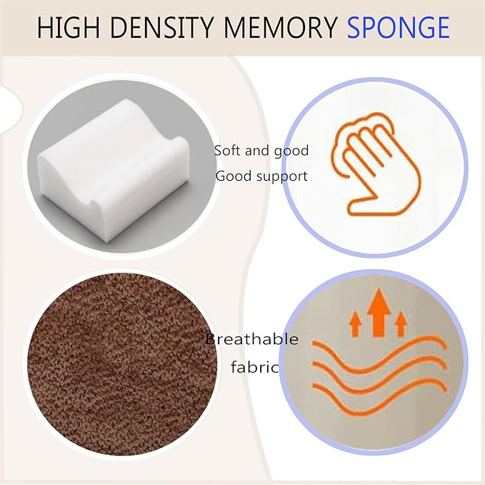 COMFelicify Foot Rest for Under Desk at Work, Ergonomic Under Desk Footrest with Washable Cover, Memory Foam Foot Stool for Office Chair & Gaming Chair, Back & Hip Pain Relief, Brown
