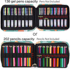 qianshan Pencil Case Holder Slot - Holds 202 Colored Pencils or 136 Gel Pens with Zipper Closure - Large Capacity Pen Organizer for Watercolor Pens or Markers - Perfect for Artist Durk Green Zoo